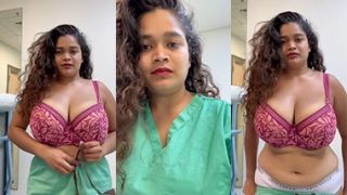 Desi Indian Tanker Nurse Strip Teasing Big Boobs Pressing