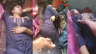 Sleeping Sister Boobs Pressed By Brother While Jerking His Cock Video’s